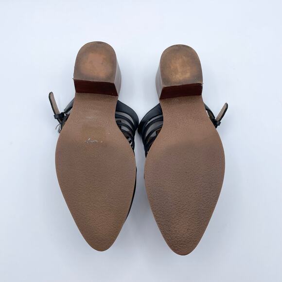 Susina Sondra Lea Leather Mules Black Stacked Low Block Heel Slip On Shoes 8 - Picture 15 of 16